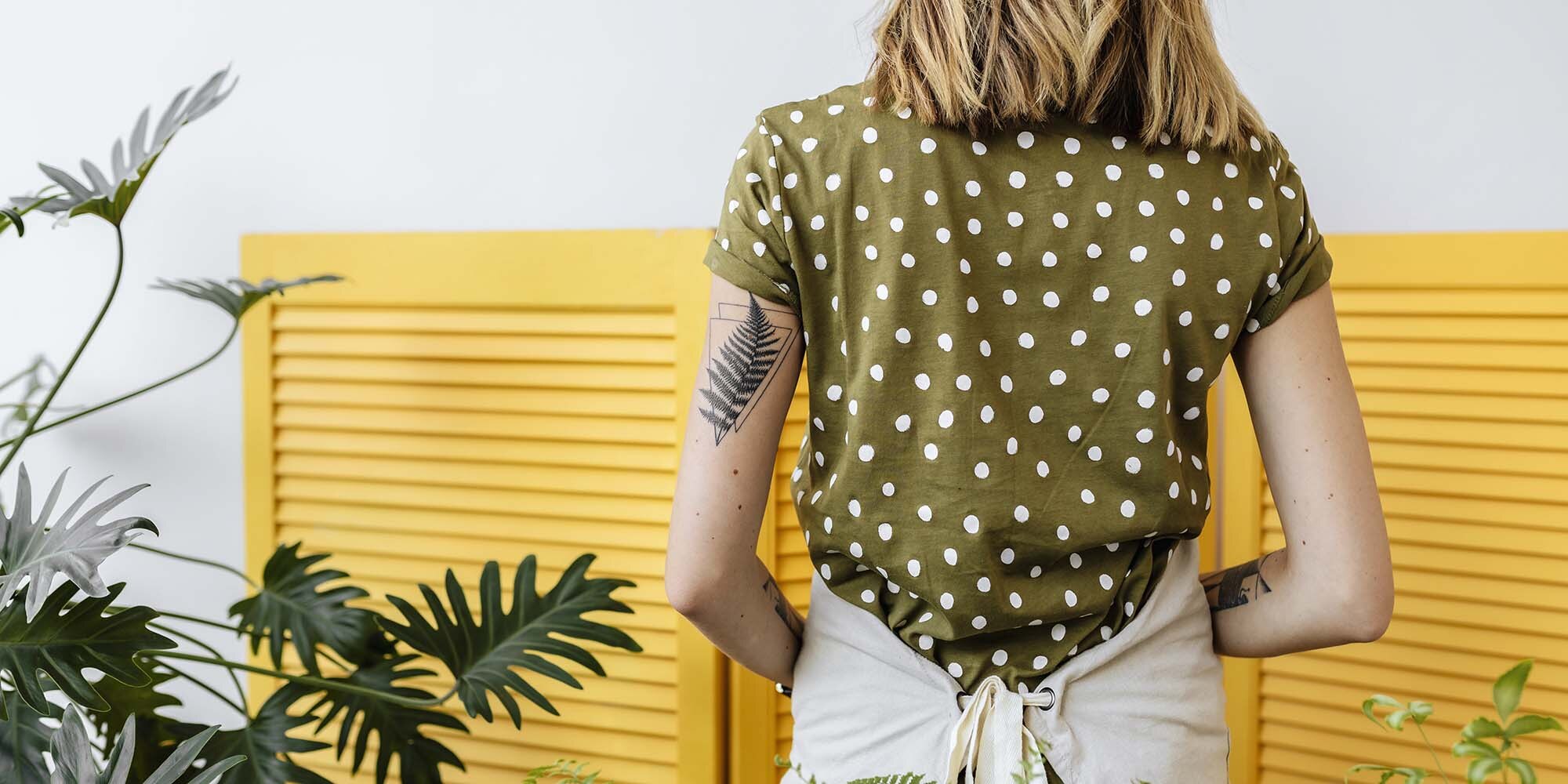 Woman with her small garden